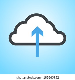 cloud computing download icon | vector flat design element on modern blue background