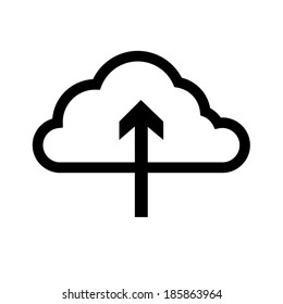 cloud computing download icon | vector flat design element black isolated on white background