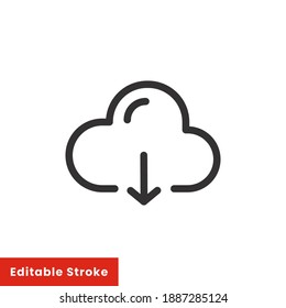 Cloud computing download line icon for web template and app. Editable stroke vector illustration design on white background. EPS 10