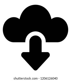 
Cloud computing with downward arrow is icon for cloud download
