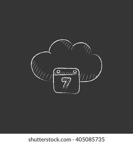 Cloud computing. Drawn in chalk icon.
