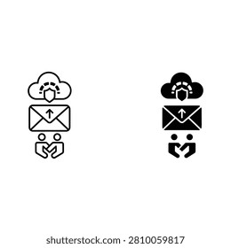 Cloud computing and email communication concept with handshake symbol cloud storage computing