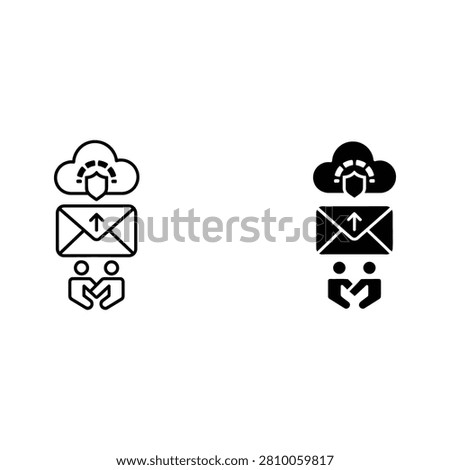 Cloud computing and email communication concept with handshake symbol cloud storage computing