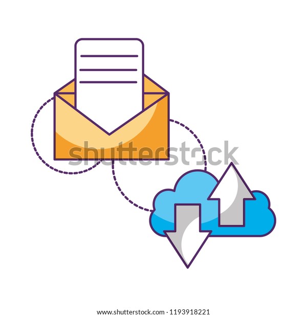 Cloud Computing Email Message Upload Download Stock Vector Royalty Free