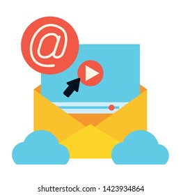 cloud computing envelope click web send email vector illustration