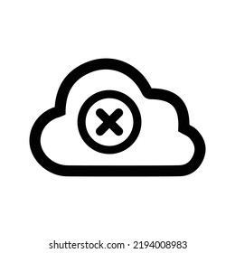 Cloud, computing, error, warning icon. Outline vector graphics.