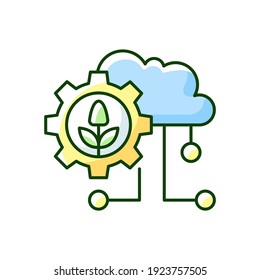 Cloud Computing in der Landwirtschaft RGB Farbsymbol. Landwirtschaftliche Analytik. Informationstechnologie. Sammelte Daten. Einzelne Vektorgrafik
