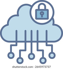 Ícone de tom azul preenchido de computação em nuvem