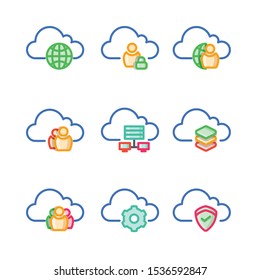 Cloud Computing Filled and Colored Icon Set