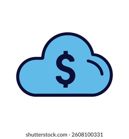 Cloud Computing Finance Icon – Dollar Symbol in Blue Cloud Illustration for Fintech and Online Banking