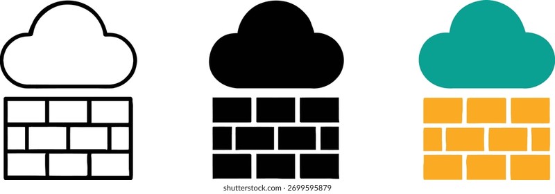 Cloud computing firewall security concept with protection and safe access