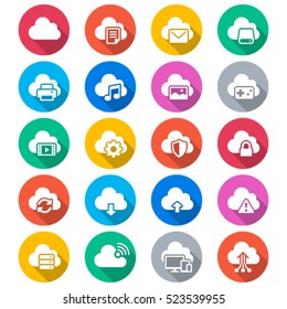 Cloud computing flat color icons