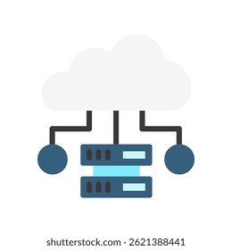 Cloud Computing flat color, mini illustration icon. use for modern concept, print, UI, UX kit, web and app development. Vector EPS 10, related to artificial intelligence, technology theme