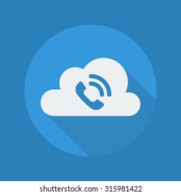 Cloud Computing Flat Icon With Long Shadow. Handset