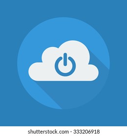 Cloud Computing Flat Icon With Long Shadow. Power Button