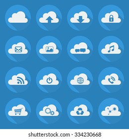 Cloud Computing Flat Icon Set Collection