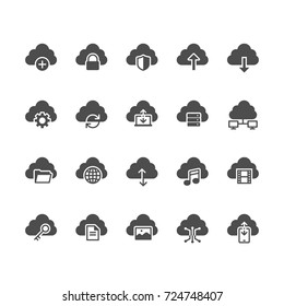 Cloud computing flat icons.