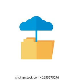 cloud computing with folder flat style vector illustration design