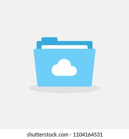 Cloud Computing Folder Icon in Style Flat Design