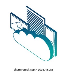 cloud computing with formats files isometric icon