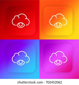 Cloud computing four color gradient app icon set