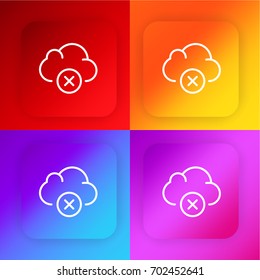 Cloud computing four color gradient app icon set