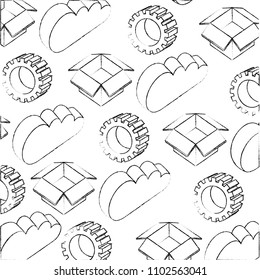 cloud computing gear boxes isometric background