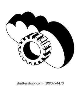 cloud computing with gear isometric icon