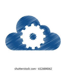 cloud computing with gear machine isolated icon