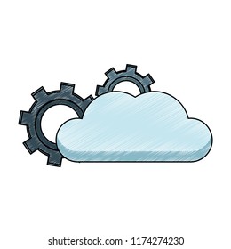 Cloud computing and gears scribble