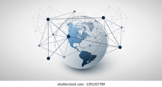 Cloud Computing and Global Networks Concept Design with North and South America Side of the Earth Globe