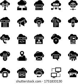 Cloud computing glyph icon set isolated