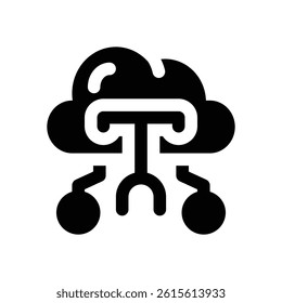 cloud computing glyph icon. Strong and solid vector icon for websites, mobile interfaces, presentations, and visual branding. High quality and easy to edit.