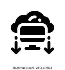 cloud computing glyph icon. Strong and solid vector icon for websites, mobile interfaces, presentations, and visual branding. High quality and easy to edit.