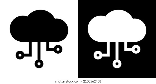 Cloud Computing. Glyph Icon in White and Black Version.