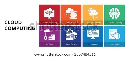 Cloud Computing Glyph Solid Banner Web Icon Set Vector Illustration