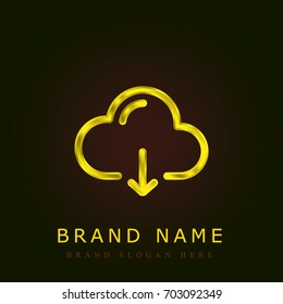 Cloud computing golden metallic logo