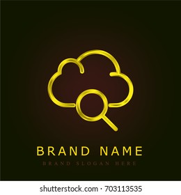 Cloud computing golden metallic logo