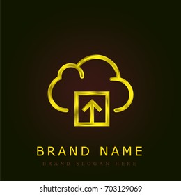 Cloud computing golden metallic logo