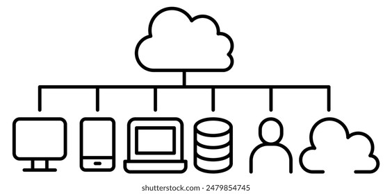 Cloud computing graphic in thin line style Vector illustration graphic design