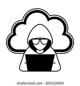 cloud computing with hacker character