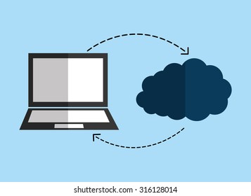 Cloud computing and hosting design with multimedia icons, vector illustration.