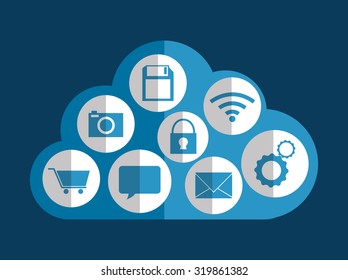 Cloud computing and hosting graphic design, vector illustration.