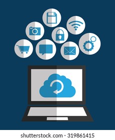 Cloud computing and hosting graphic design, vector illustration.