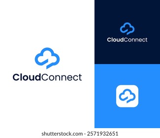 Cloud Computing Hosting Server Connect Connection Connectivity Icon Vector Logo Design Illustration