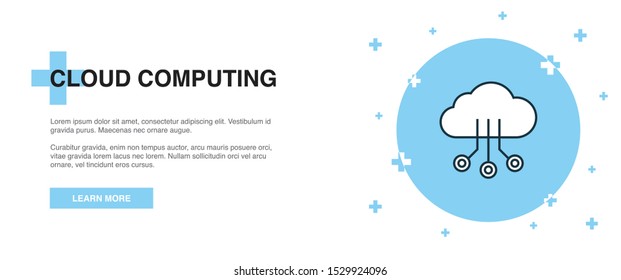Cloud Computing icon, banner outline template concept. Cloud Computing line illustration