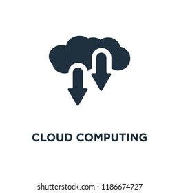 Cloud computing icon. Black filled vector illustration. Cloud computing symbol on white background. Can be used in web and mobile.