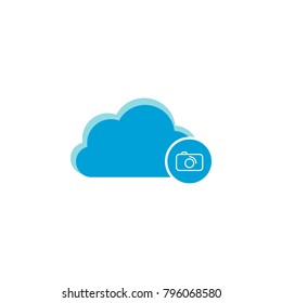 Cloud computing icon, camera icon vector sign