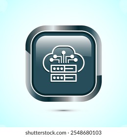 Cloud computing icon design illustration. Data storage and tech icon, Gray Color Square Button Design