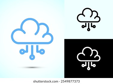Ilustração de design de ícone de computação em nuvem. Ícone técnico e de armazenamento de dados